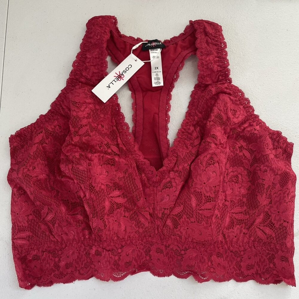 NEW COSABELLA Plus 2X NSN Ultra Curvy Racie‎ Racerback Bralette Mystic Red Bra